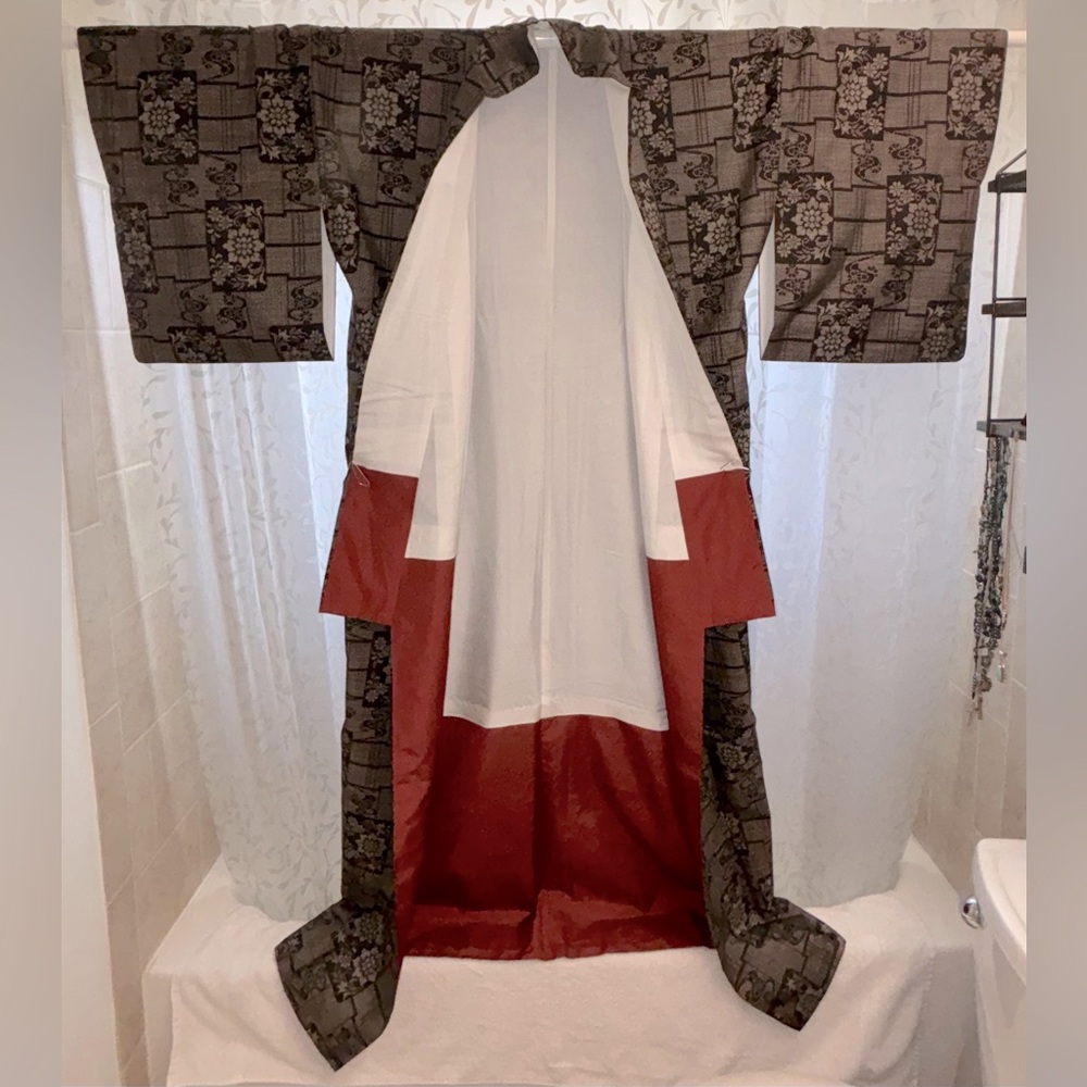Oshima Tsumugi Pongee Silk Kimono